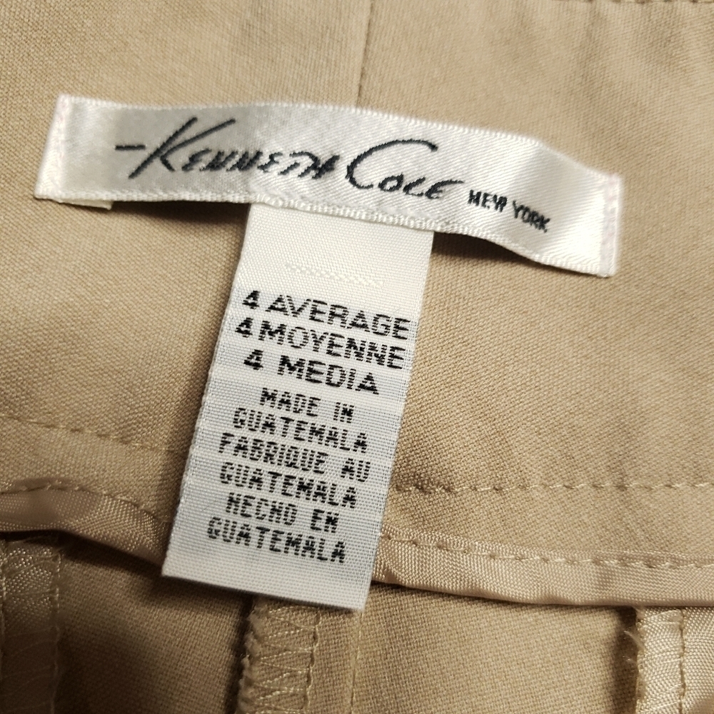 Kenneth Cole Khaki Flat Front Straight Leg Dress Pants Office Work Trousers Sz 4 - Picture 7 of 7